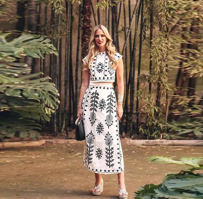 Camilla - Bedrucktes Set Top und Rock