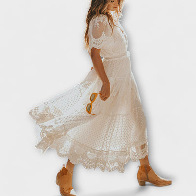 BRITNEY – Spitzen-Midikleid mit V-Ausschnitt
