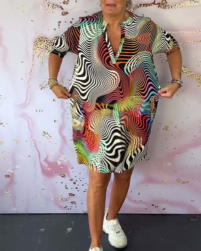 RIA – Farbenfrohes Kleid mit V-Ausschnitt