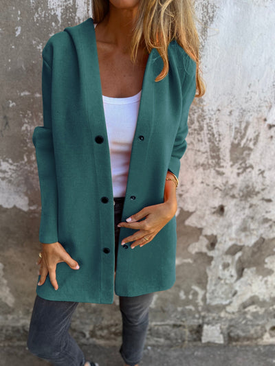 Pina | Lässige Ein-Knopf-Jacke mit Kapuze