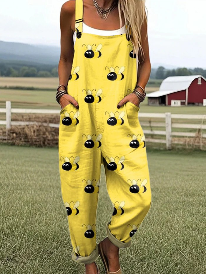 Damen Overall mit Weiten Beinen - Unbeschwerter Komfort und Stilvolles Blumenmuster