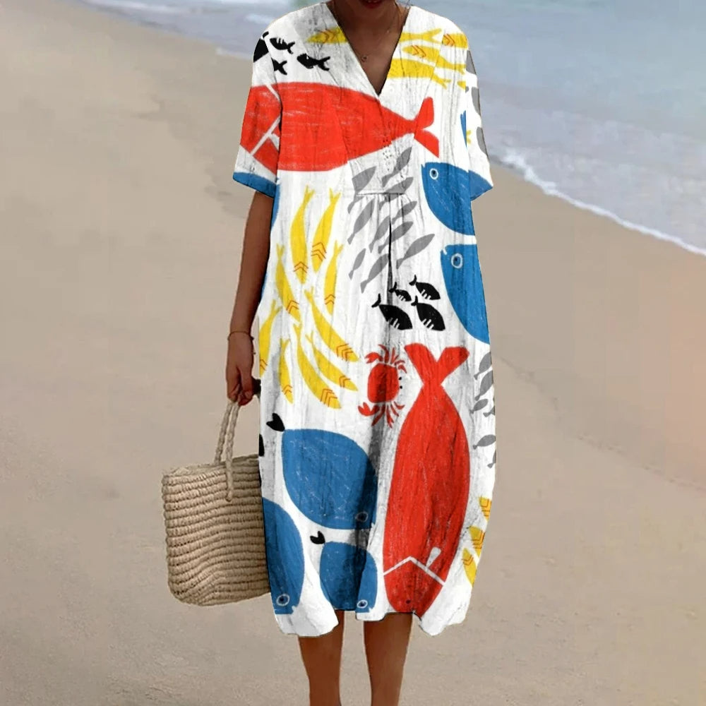 GRACE – Leinenkleid mit Print