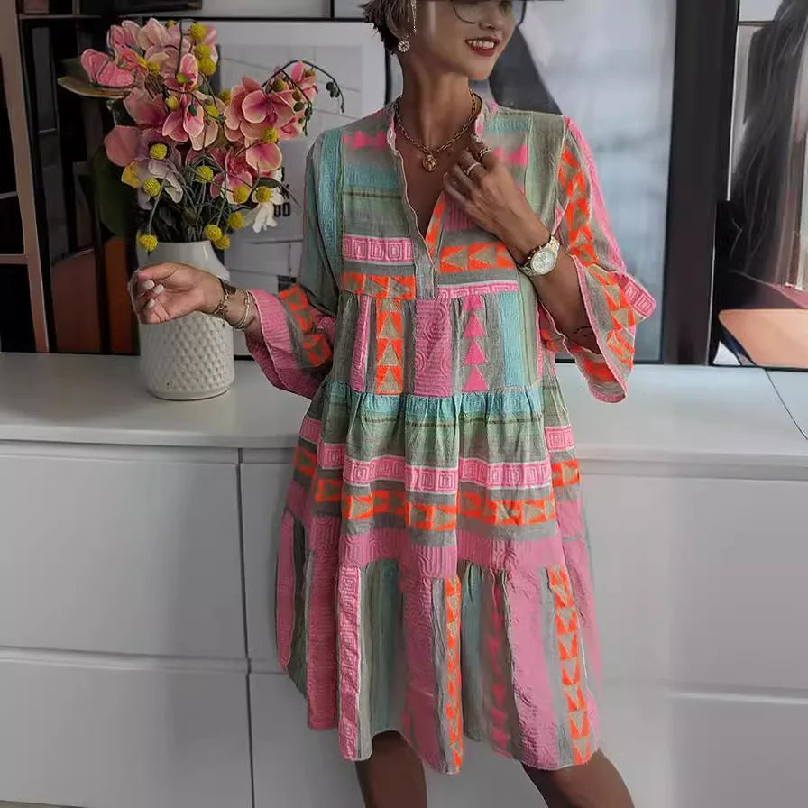 CHLOE – Kurzes Boho-Kleid mit Streifen