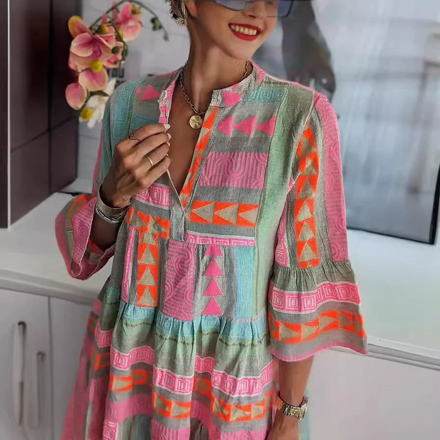 CHLOE – Kurzes Boho-Kleid mit Streifen