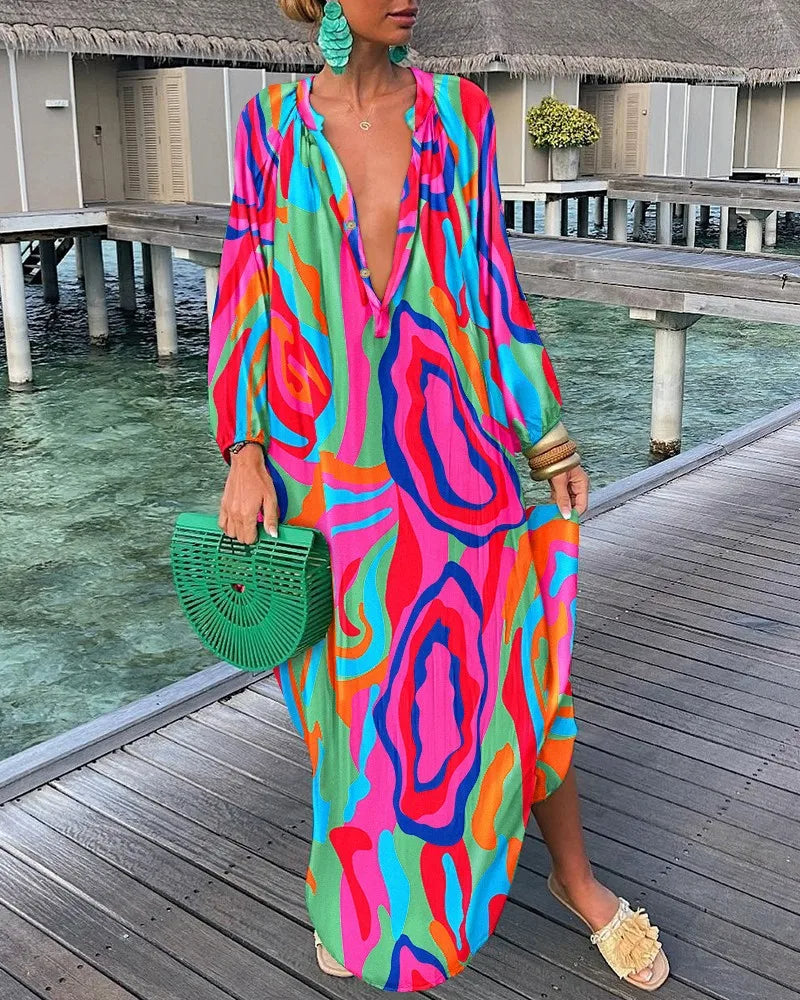 SOPHIA – Boho-Maxikleid mit Retroprint