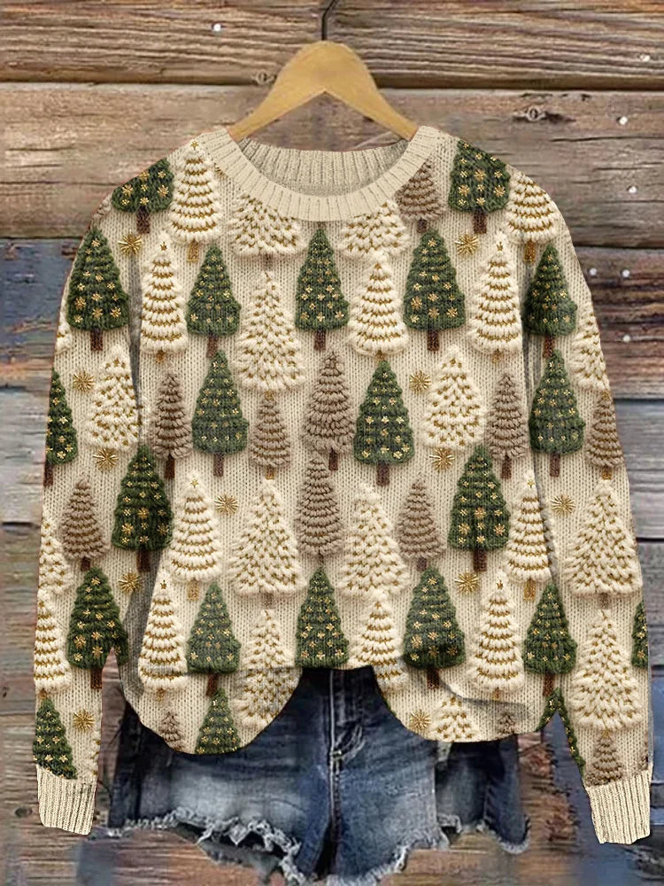 Edith™ | Pullover mit verschneiten Tannen