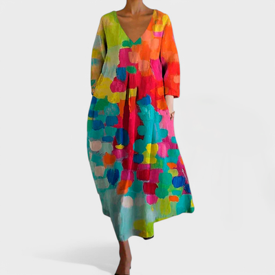 ANA – Buntes Kleid mit V-Ausschnitt